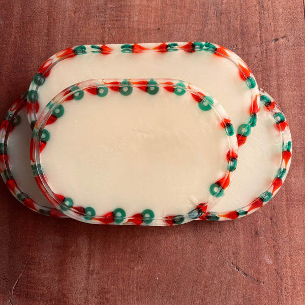 Bandeja oval com pimentas em vidro de Murano M