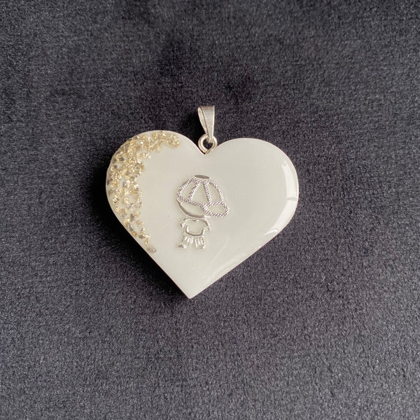 Pingente de Leite Materno em Formato de Coração Menino