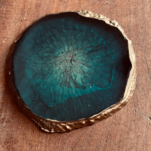 Porta copo translucido azul petróleo