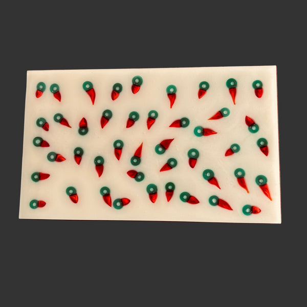 Bandeja em resina com pimentas em vidro Murano